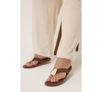 Yours - Brown Hammered Disk Sandals In Extra Wide Eee Fit - Women's