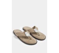 Yours - Brown Hammered Disk Sandals In Extra Wide Eee Fit - Women's