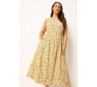 Yours Curve Lemon Disty Floral Linen Maxi Dress - Women's - Plus Size Curve
