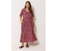 Yours Curve Ditsy Floral Maxi Dress - Women's - Plus Size Curve Pink