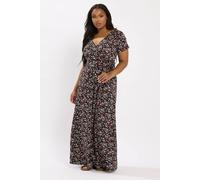 Yours Curve Ditsy Floral Maxi Wrap Dress - Women's - Plus Size Curve Black