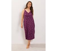 Yours Women's Ditsy Floral Soft Touch Chemise in Burgundy | Size: 18/20
