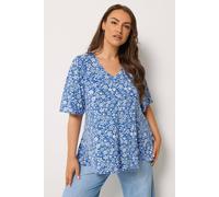 Yours Women's Ditsy Floral Swing Top in Bright Blue | Size: 18 Yours Bright Blue 18