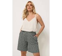 Yours Women's Ditsy Floral Textured Shorts in Black | Size: 26-28 Yours Black 26-28