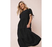 Yours Curve Textured Ditsy Floral Tie Back Dress - Women's - Plus Size Curve Black