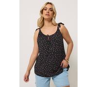 Yours Ditsy Floral Vest Top In Black Black