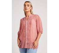 Yours Dobby Crochet Trim Blouse In Pink Pink 16