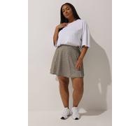 Yours Dogtooth Check Mini Skirt In Brown Brown 22-24
