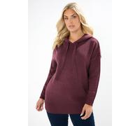 Yours Drawstring Knitted Hoodie In Burgundy Burgundy 30-32