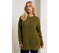 Yours Curve Khaki Green Drop Shoulder Jumper - Women's - Plus Size Curve