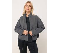 Yours Drop Shoulder Twill Jacket In Charcoal Charcoal 14