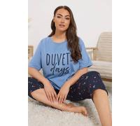 Yours 'duvet Days' Sleep Tee Top In Blue Blue 38-40