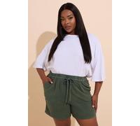 Yours Elasticated Chambray Shorts In Light Khaki Light Khaki 30-32