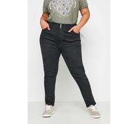 Yours Curve Black Elasticated Stretch Mom Jeans - Women's - Plus Size Curve