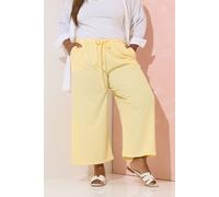 Yours Elasticated Textured Culottes In Yellow Yellow 18