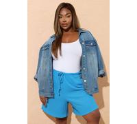 Yours Curve Textured Shorts - Women's - Plus Size Curve Blue