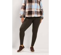 Yours Women's Elasticated Waist Ribbed Leggings in Chocolate | Size: 34/36