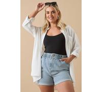 Yours Women's Elasticated Waist Turn Up Denim Shorts in Light Blue | Size: 28 Yours Light Blue 28