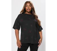 Yours Embellished Oversized T-Shirt In Black Black 14