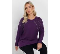 Yours Curve Leopard Print Embellished Soft Touch Jumper - Women's - Plus Size Curve Purple