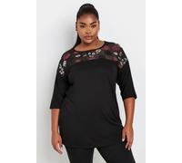 Yours Embellished Swing Top In Black Black 30-32
