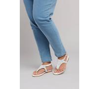 Yours Embellished T-Bar Sandals In White White 9E