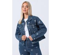 Yours Limited Collection Curve Indigo Bow Embroidered Denim Jacket - Women's - Plus Size Curve