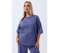 Yours Women's Embroidered Butterfly Sweat T-Shirt in Mid Navy | Size: 18 Yours Mid Navy 18