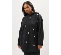 Yours Curve Embroidered Heart Hoodie - Women's - Plus Size Curve Black