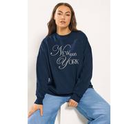 Yours Embroidered 'new York' Slogan Sweatshirt In Mid Navy Mid Navy 20