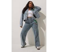 Yours Embroidered Palm Tree Denim Jeans In Blue Blue 14