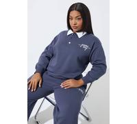 Yours Embroidered Rugby Sweatshirt In Blue Blue 26-28
