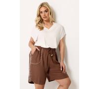 Yours Women's Embroidered Shorts in Brown | Size: 18 Yours Brown 18