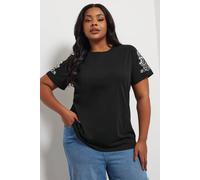 Yours Embroidered Sleeve T-Shirt In Black Black 20