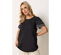 Yours Embroidered Sleeve T-Shirt In Black Black