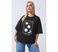 Yours Limited Collection Curve Embroidered Sun Graphic T-Shirt - Women's - Plus Size Curve Black