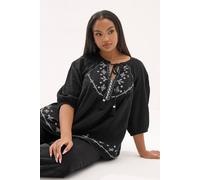 Embroidered Tie Neck Blouse Yours Black 22-24