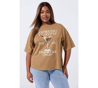 Yours Women's 'Espresso Martini' Slogan T-Shirt in Brown | Size: 22-24 Yours Brown 22-24