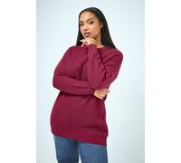 Yours Essential Knitted Jumper In Wine Wine 34-36