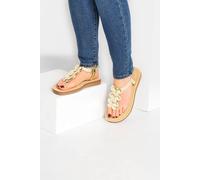 Yours Women's Extra Wide Fit Diamante Butterfly Sandals in Metallic Gold | Size: 8EEE Yours Metallic Gold 8EEE