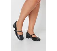 Yours Women's Extra Wide Fit Faux Leather Mary Jane Block Heels in Black | Size: 7EEE Yours Black 7EEE