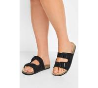 Yours - Faux Suede Buckle Strap Footbed Sandals In Extra Wide Eee Fit - Women's