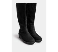 Yours - Faux Suede Wedge Boots In Extra Wide Eee Fit - Women's