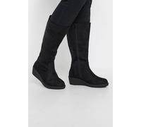 Yours - Faux Suede Wedge Boots In Extra Wide Eee Fit - Women's