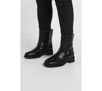 Yours Extra Wide Fit Square Toe Biker Boots In Black Black 8EEE