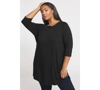 Yours Curve Eyelet Detail 3/4 Sleeve Top - Women's - Plus Size Curve Black