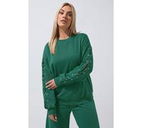 Yours Women's Eyelet Detail Sweatshirt in Green | Size: 10