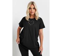 Eyelet Heart T-Shirt Yours Black 22-24