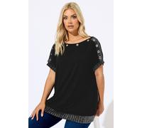 Yours Eyelet Shimmer Detail Top In Black Black 20