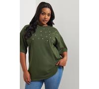Eyelet Stud T-Shirt Yours Light Khaki 22-24